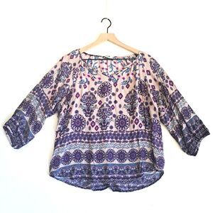 Verse Made In USA Floral Print Blouse XXL Peasant Boho Paisley Cottagecore 2XL